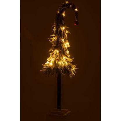 Kerstboom Muts+Led Kunststof Sneeuw Groen/Rood Large H100cm van J-Line, in een feestelijk gestylede setting