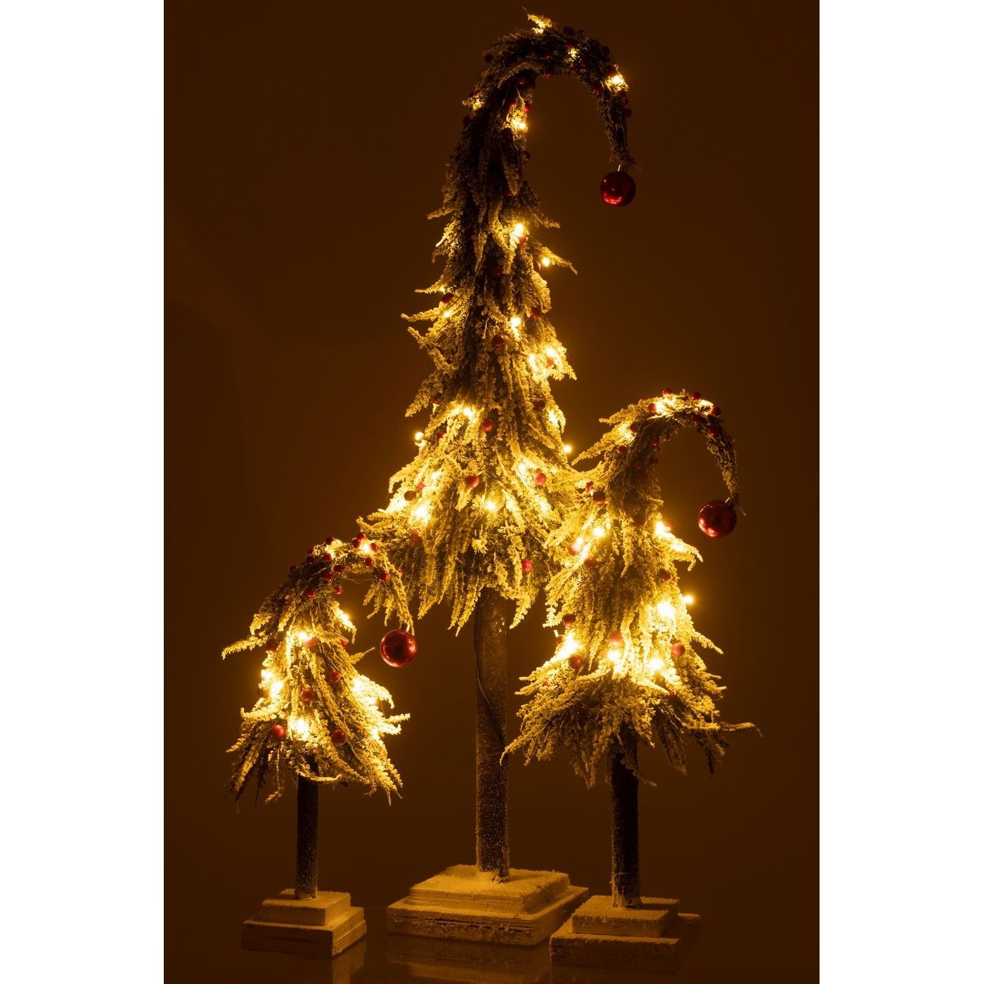 Kerstboom Muts+Led Kunststof Sneeuw Groen/Rood Large H100cm van J-Line, van dichtbij gezien