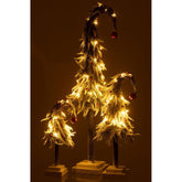 Kerstboom Muts+Led Kunststof Sneeuw Groen/Rood Small H45cm van J-Line, groenrode kerstboom van kunststof, van dichtbij gezien