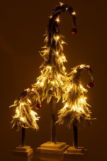 Kerstboom Muts+Led Kunststof Sneeuw Groen/Rood Large - Kerstboom - J-Line - livinglovely.nl