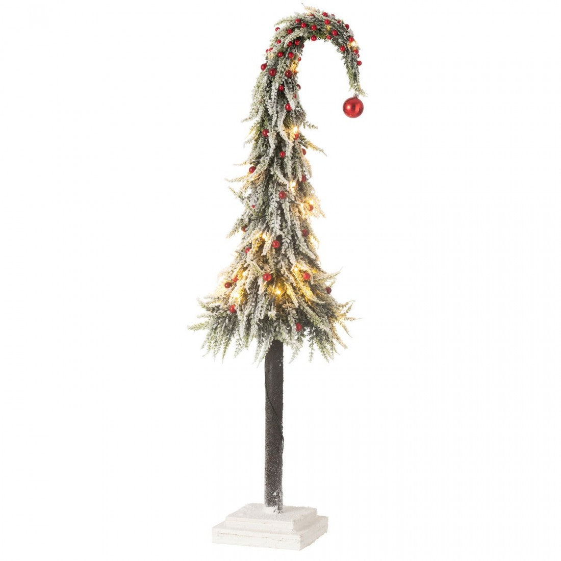 Kerstboom Muts+Led Kunststof Sneeuw Groen/Rood Large - Kerstboom - J-Line - livinglovely.nl