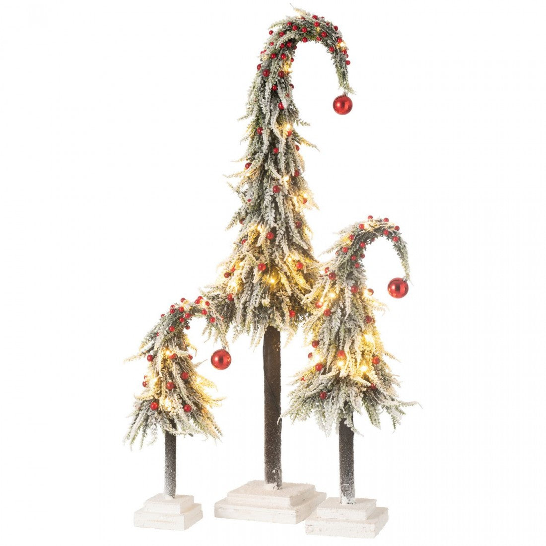 Kerstboom Muts+Led Kunststof Sneeuw Groen/Rood Small - Kerstboom - J-Line - livinglovely.nl