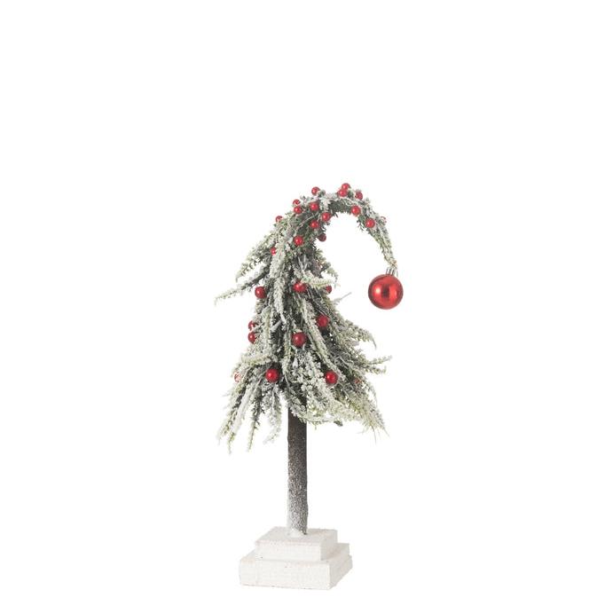 Kerstboom Muts+Led Kunststof Sneeuw Groen/Rood Small - Kerstboom - J-Line - livinglovely.nl