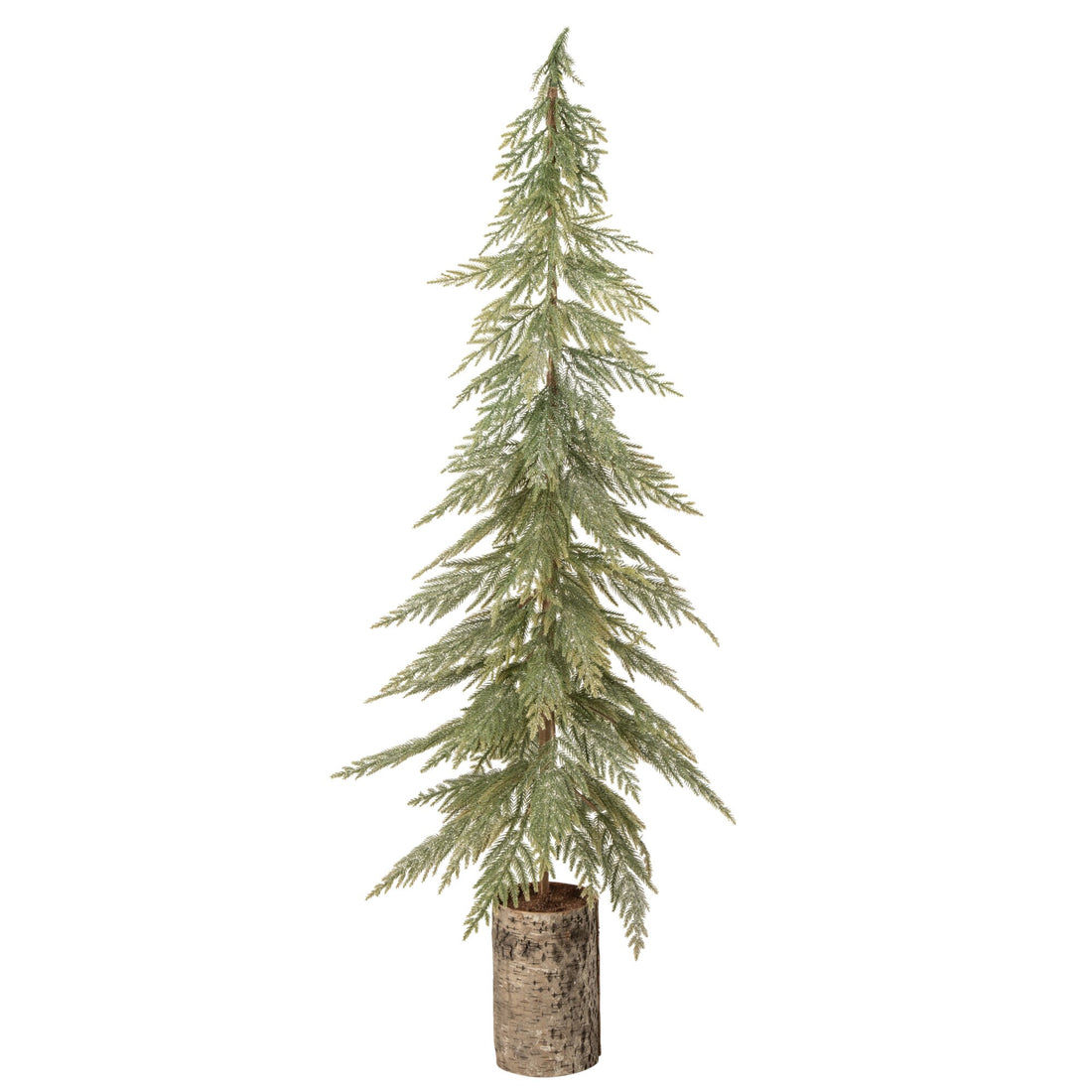 Kerstboom Op Houten Voet Groen Large van J-Line, slanke dennenboom van 120 cm op een voet van berkenschors