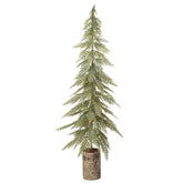 Kerstboom Op Houten Voet Groen Large van J-Line, slanke dennenboom van 120 cm op een voet van berkenschors