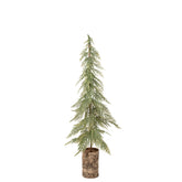 Kerstboom Op Houten Voet Groen Medium van J-Line, dennenboom van 95 cm op een voet van berkenschors