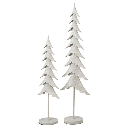 Detail van de witte kerstboom op stam van J-Line, ronde voet en slanke steel