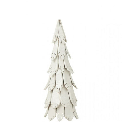 Kerstboom Stukken Hout Wit Medium H80cm van J-Line, witte kerstboom van hout, volledig in beeld
