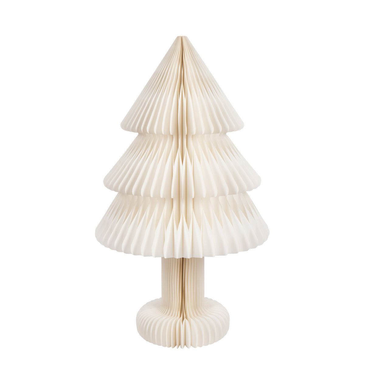 Kerstboom Vouwbaar Papier Gebroken Wit Large van J-Line, opengevouwen papieren boom van 100 cm op een eigen voet