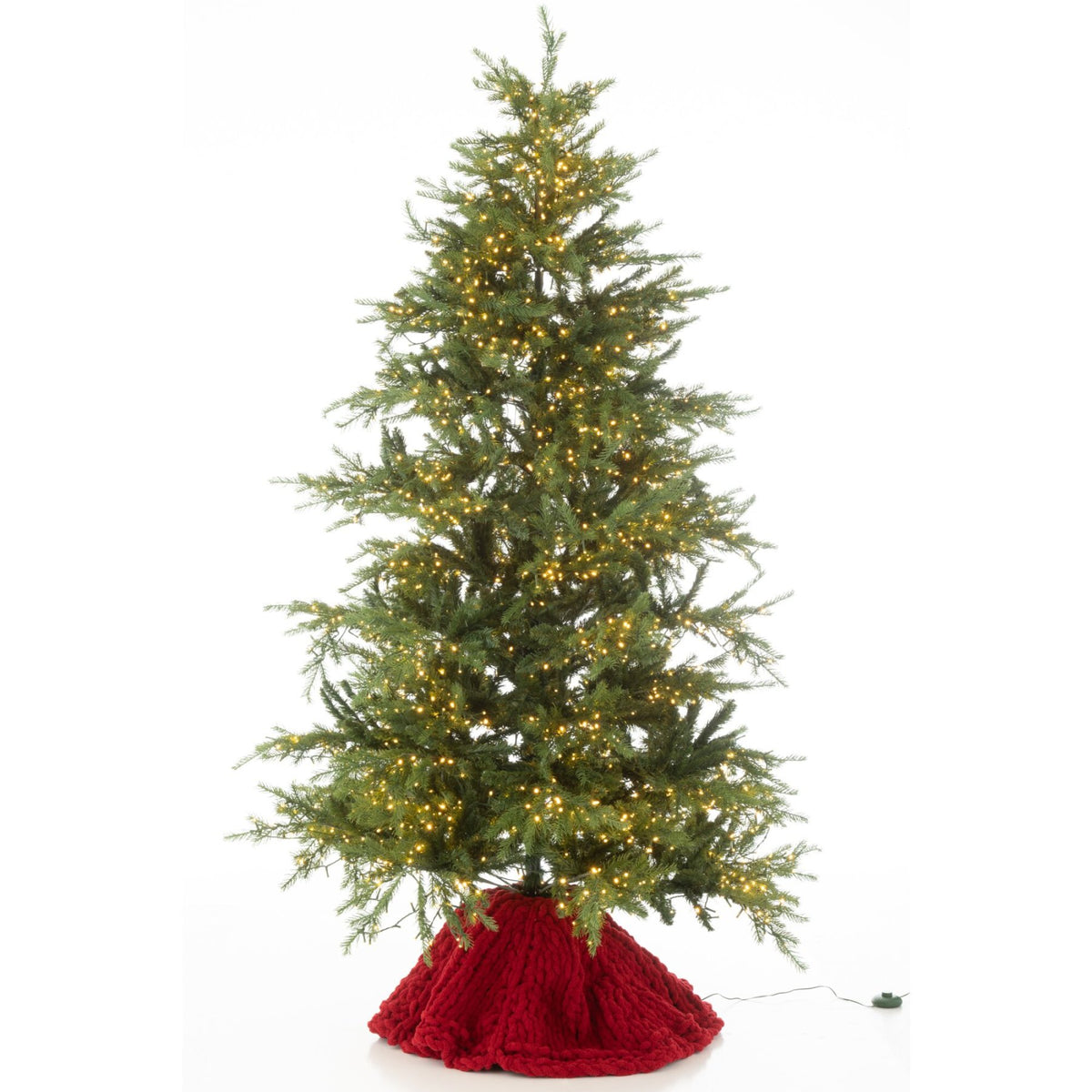 Rode kerstboomrok van J-Line onder een versierde kerstboom