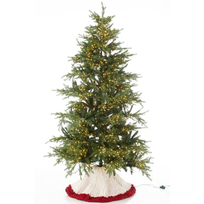Kerstboomrok wit met kerstrood van J-Line onder een versierde boom