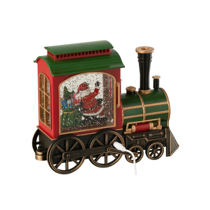 Detail van de locomotief van de kersttrein van J-Line