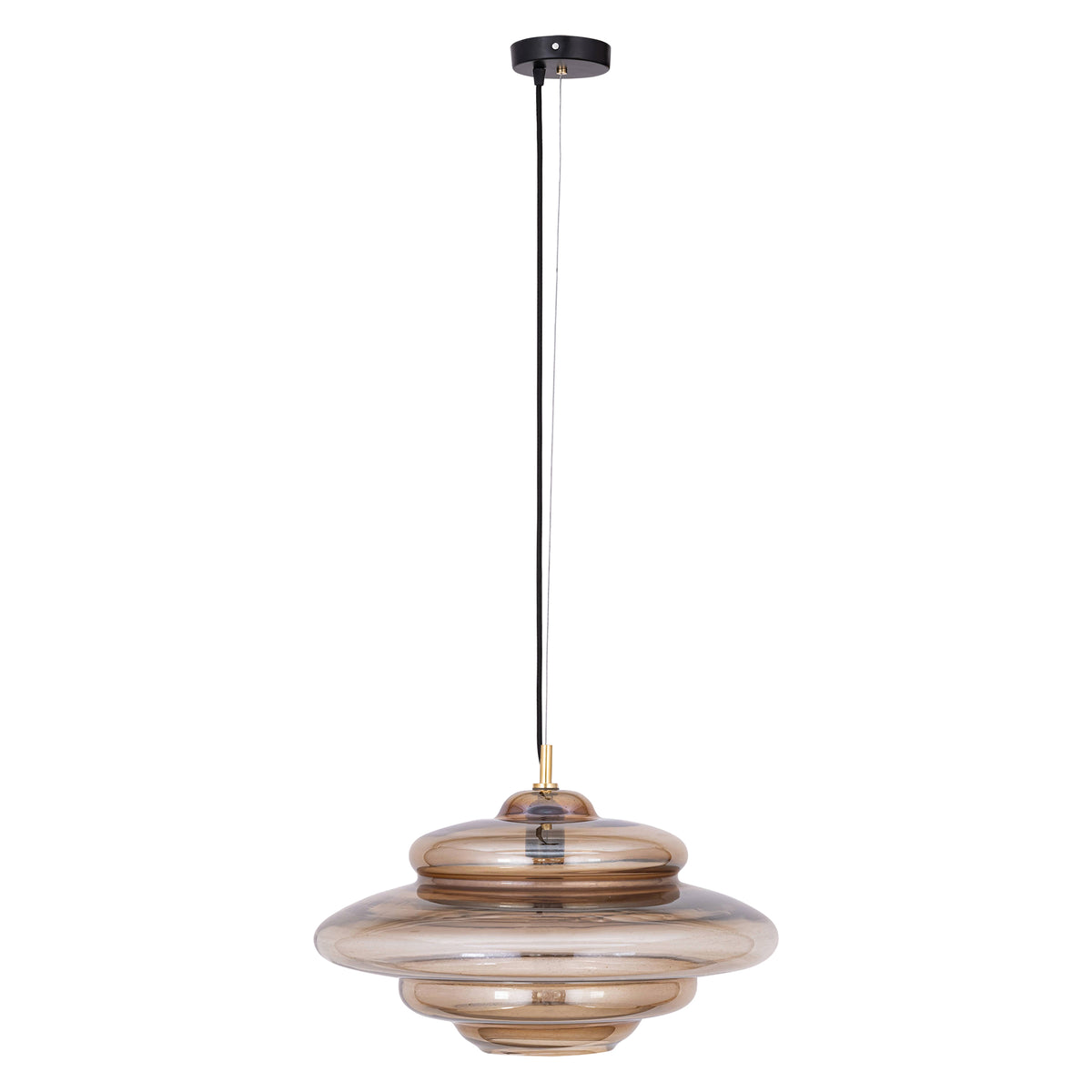 Keylie hanglamp large van PTMD, brede gelaagde hanglamp van bruin glas