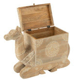 Koffer Kameel Mango Hout Naturel/Wit - Decoratie - J-Line - livinglovely.nl