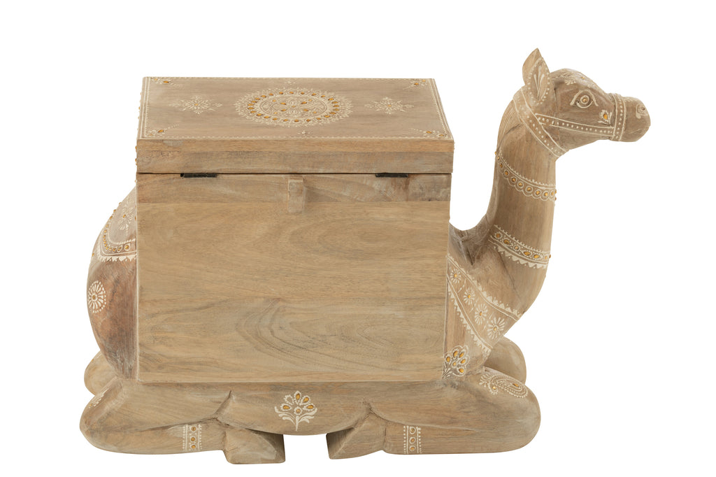 Koffer Kameel Mango Hout Naturel/Wit - Decoratie - J-Line - livinglovely.nl