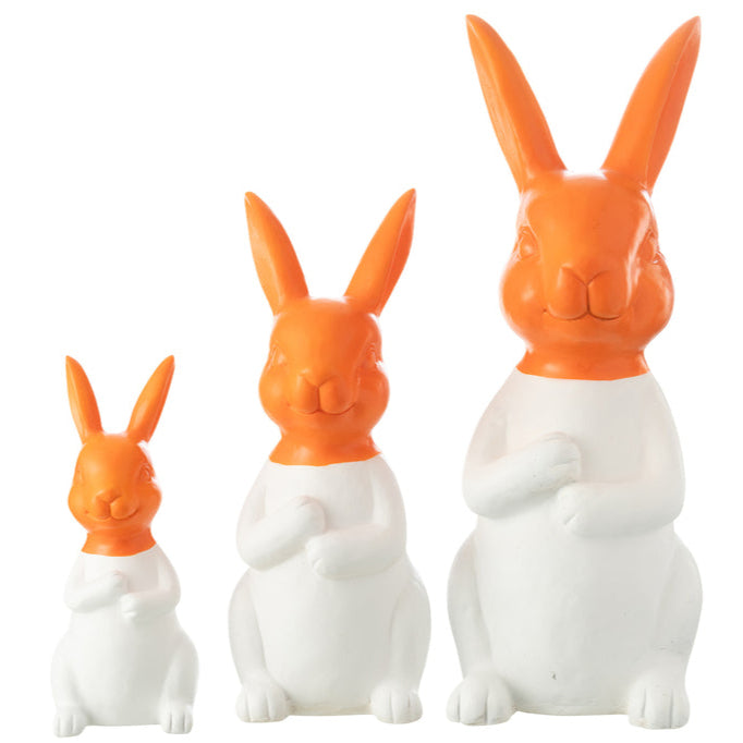 Konijnen Buiten Mgo Wit/Oranje Set van 3 - Buiten-divers - J-Line - livinglovely.nl