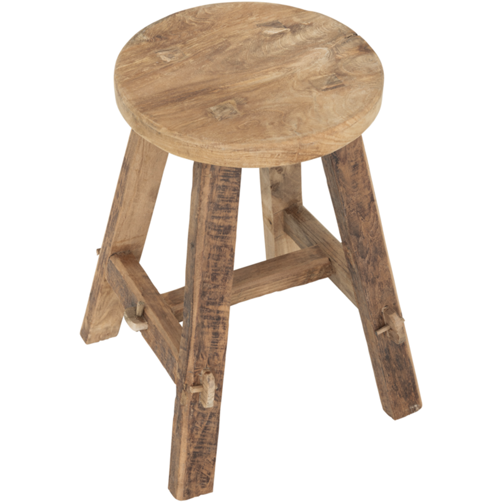 Kruk Antiques Agung van MUST Living in naturel, gerecycled teakhout, volledig in beeld op een neutrale achtergrond