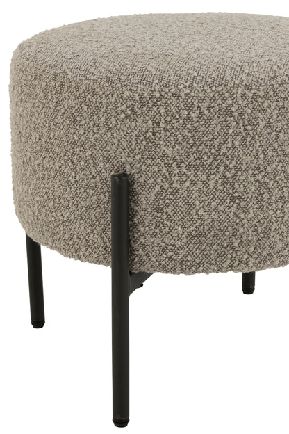 Kruk Boucle Multiplex/Polyester Grijs/Zwart - Kruk - J-Line - livinglovely.nl