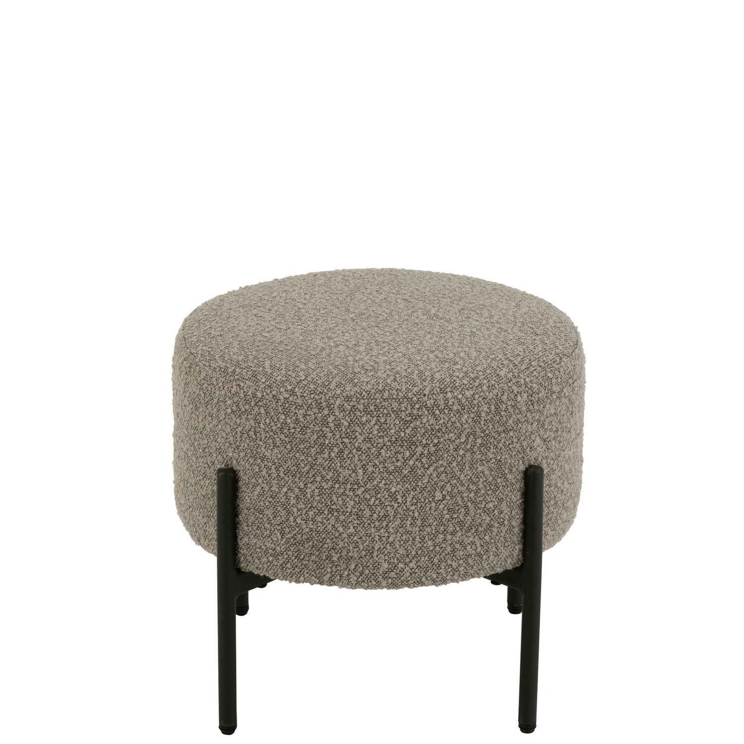 Kruk Boucle Multiplex/Polyester Grijs/Zwart - Kruk - J-Line - livinglovely.nl