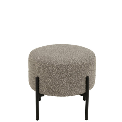 Kruk Boucle Multiplex/Polyester Grijs/Zwart - Kruk - J-Line - livinglovely.nl