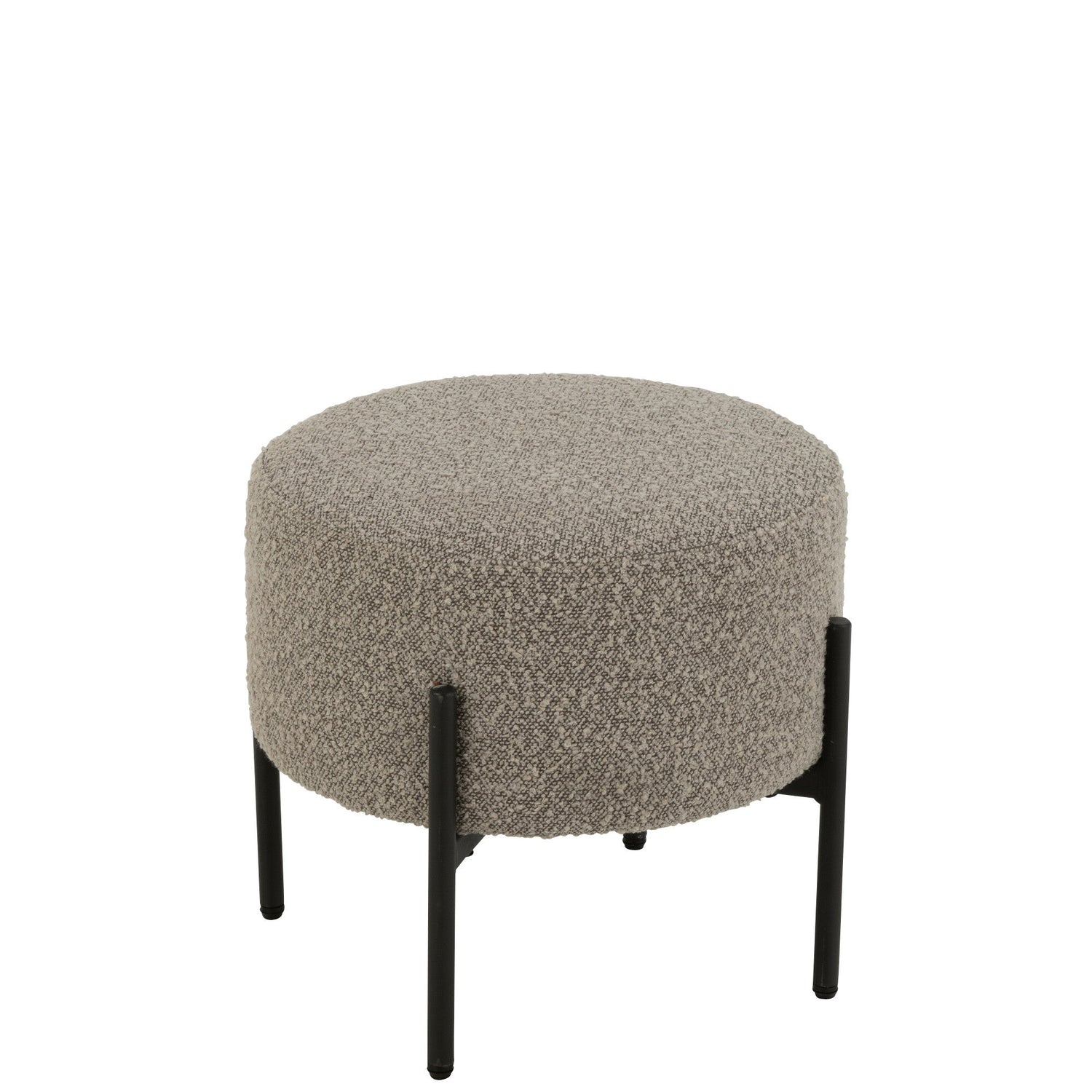 Kruk Boucle Multiplex/Polyester Grijs/Zwart - Kruk - J-Line - livinglovely.nl