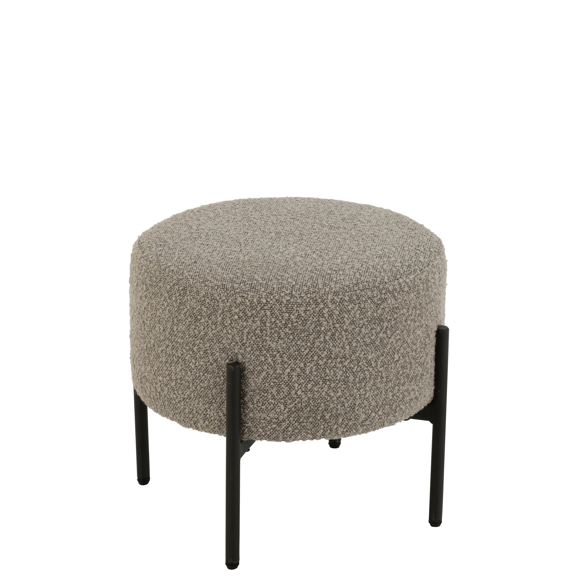 Kruk Boucle Multiplex/Polyester Grijs/Zwart - Kruk - J-Line - livinglovely.nl
