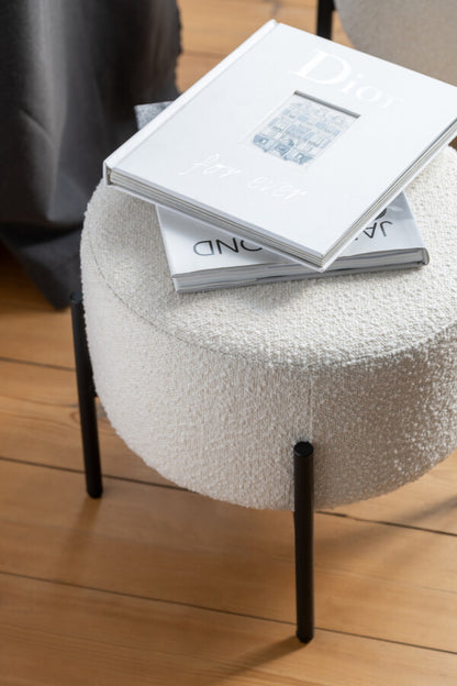 Kruk Boucle Multiplex/Polyester Wit/Zwart J-Line - Kruk - J-Line - livinglovely.nl