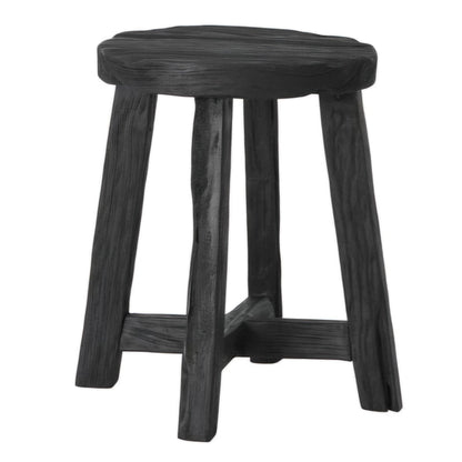 Kruk Gio zwart gerecycled teakhout Ø35cm MUST Living