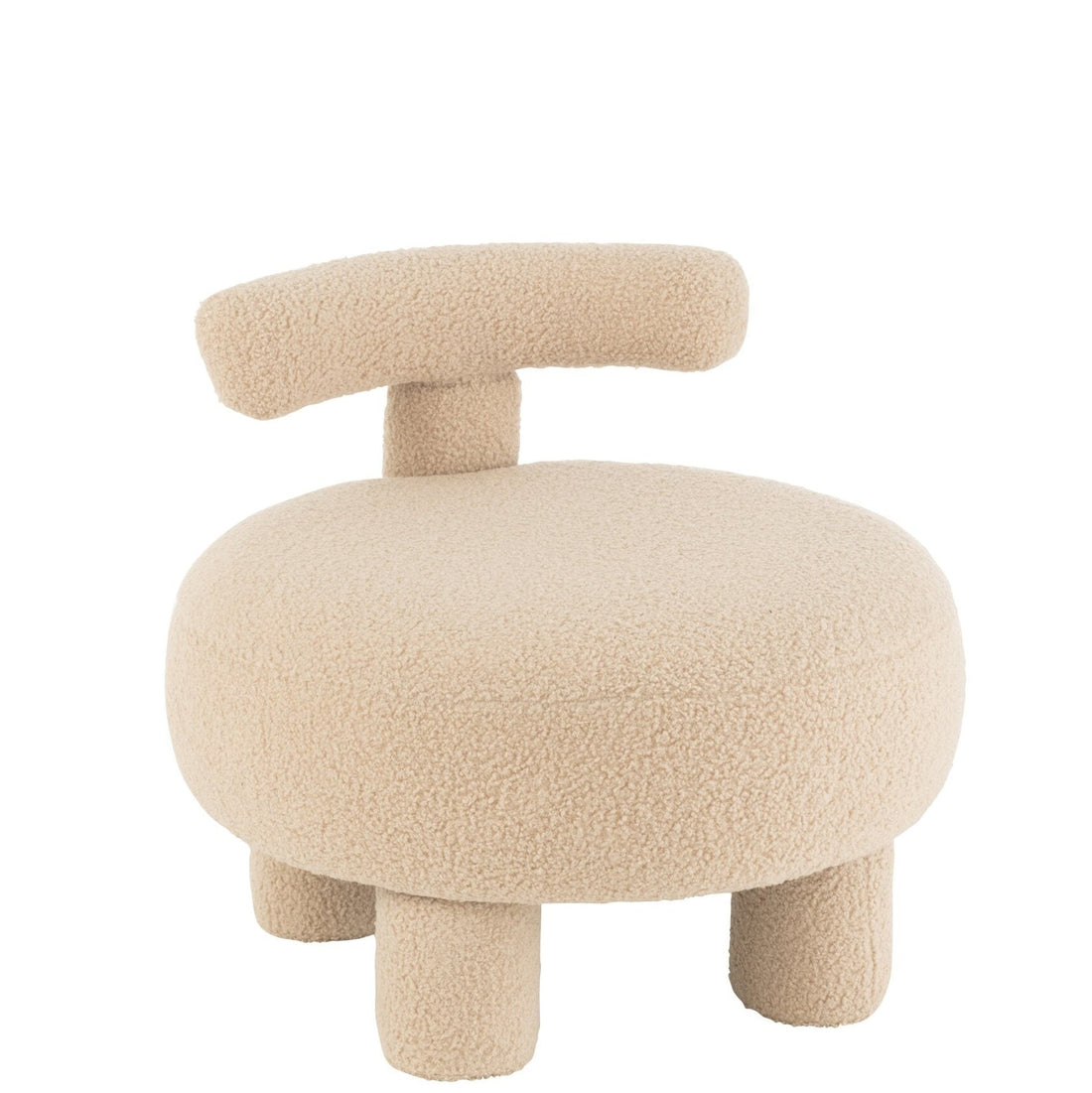 Kruk Rond Met Rugleuning Bouclé Warm Beige J-Line