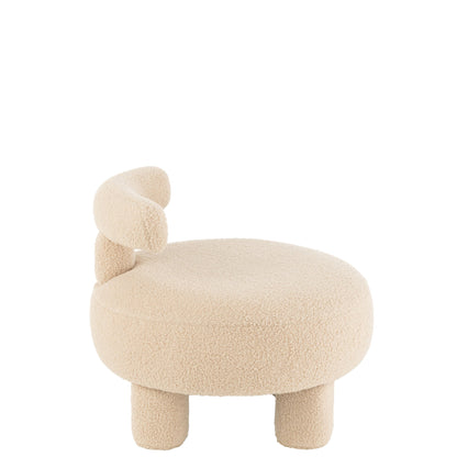 Kruk Rond Met Rugleuning Bouclé Warm Beige J-Line