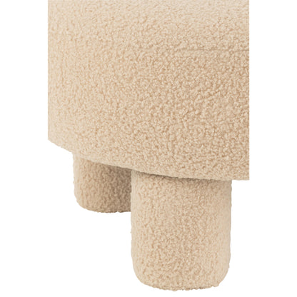 Kruk Rond Met Rugleuning Bouclé Warm Beige J-Line