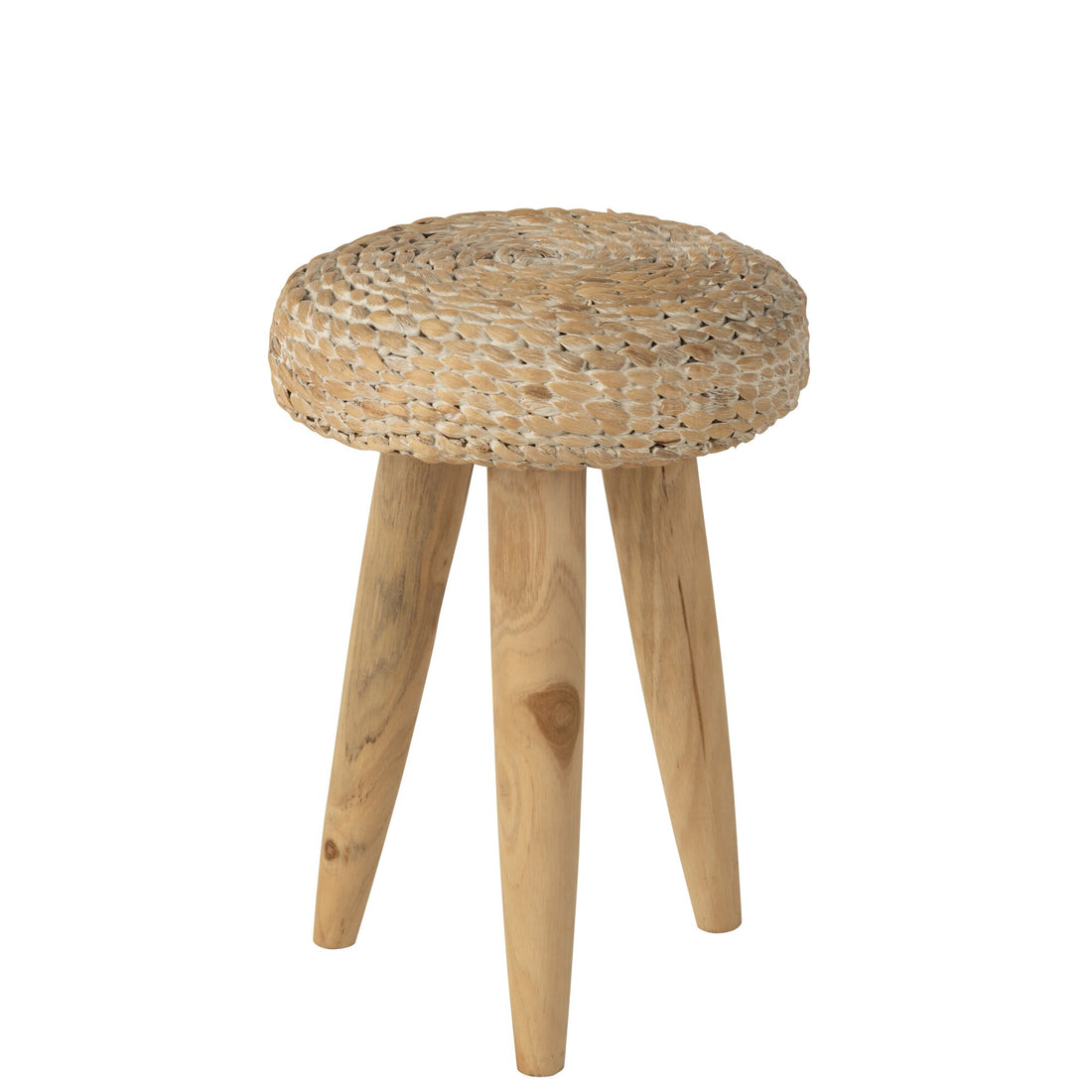 Kruk Rond Teakhout/Waterhyacint Wit J-Line
