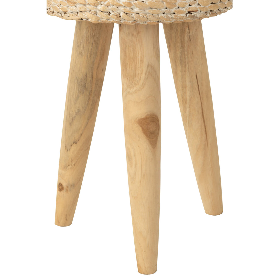 Kruk Rond Teakhout/Waterhyacint Wit J-Line