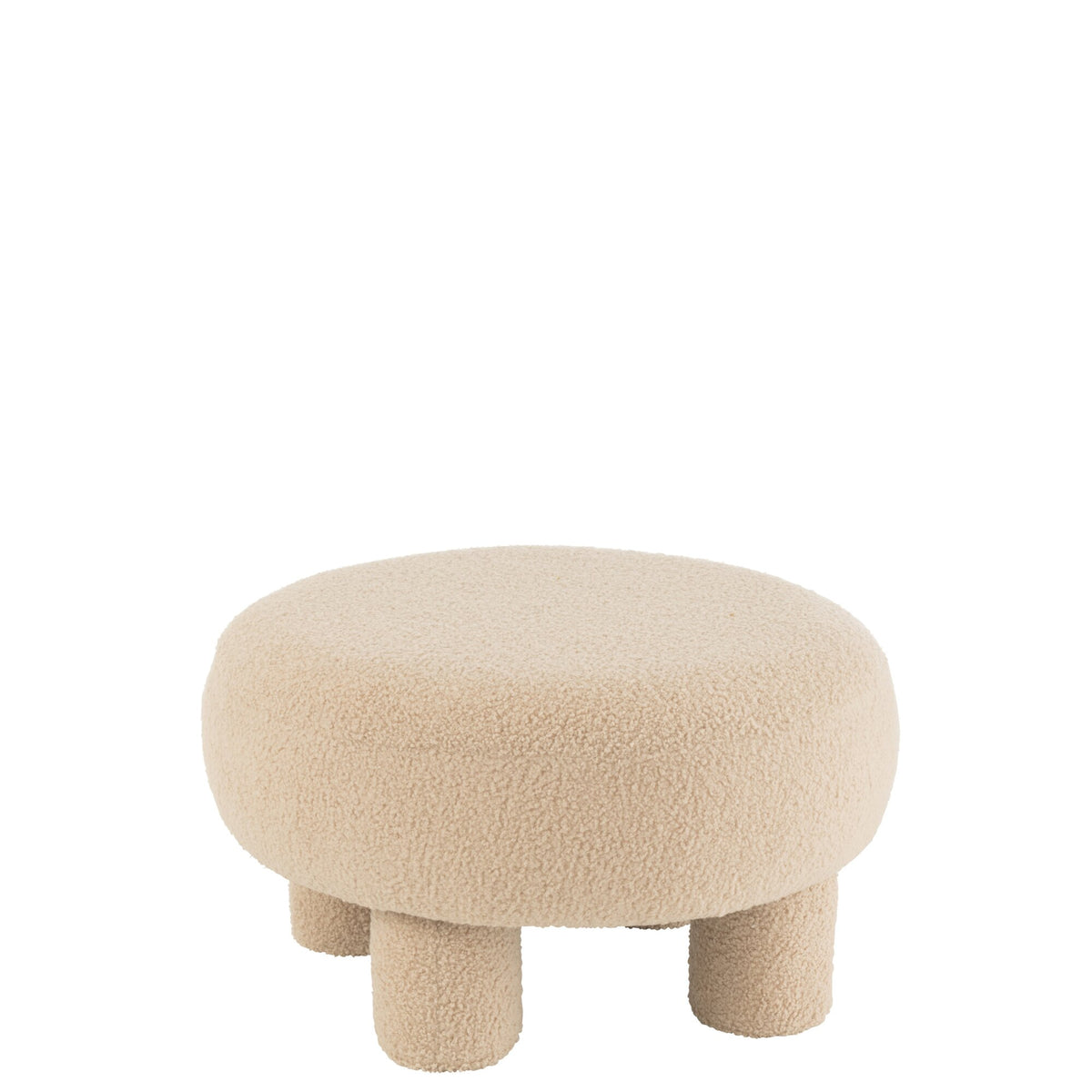 Kruk Rond Teddy Voeten Bouclé Warm Beige J-Line
