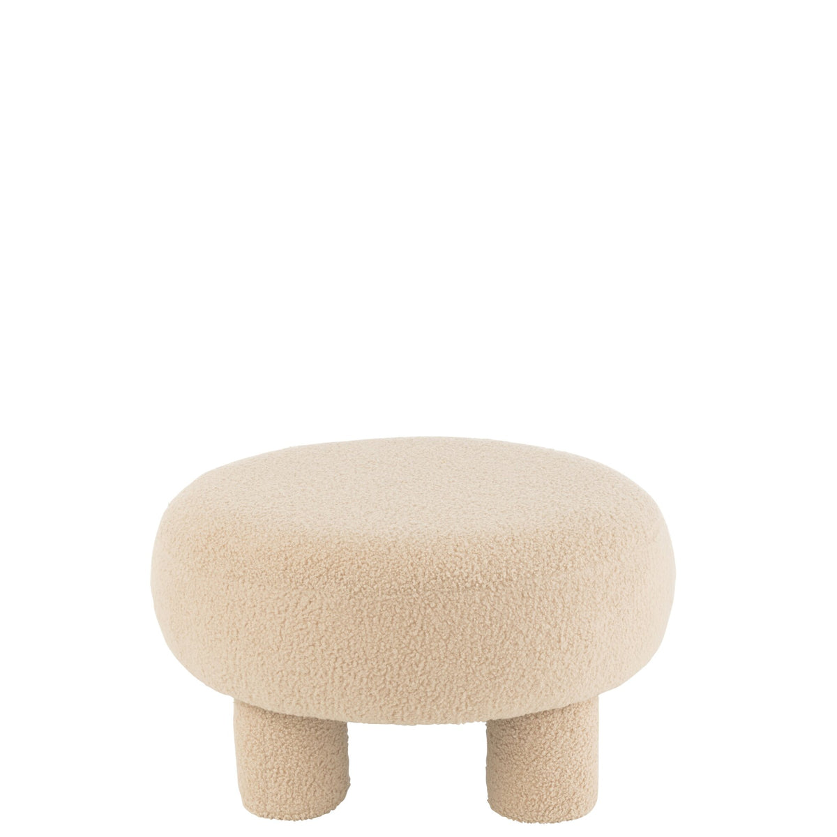 Kruk Rond Teddy Voeten Bouclé Warm Beige J-Line