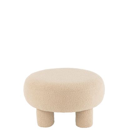 Kruk Rond Teddy Voeten Bouclé Warm Beige J-Line