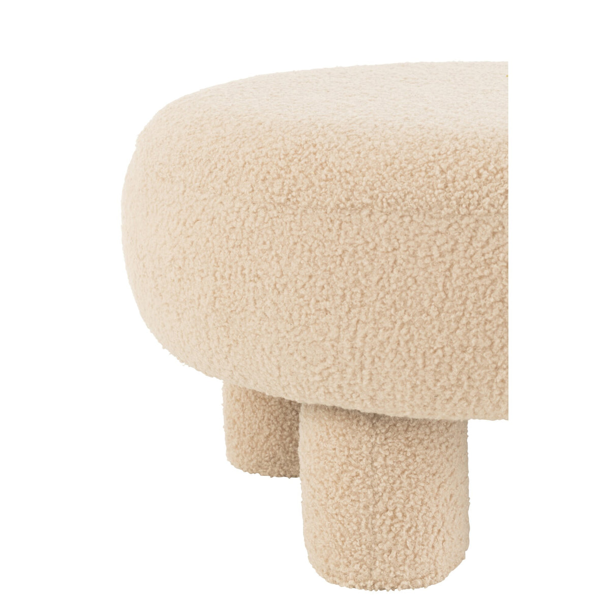 Kruk Rond Teddy Voeten Bouclé Warm Beige J-Line