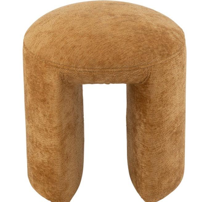 Kruk Rond Textiel Oker - Kruk - J-Line - livinglovely.nl