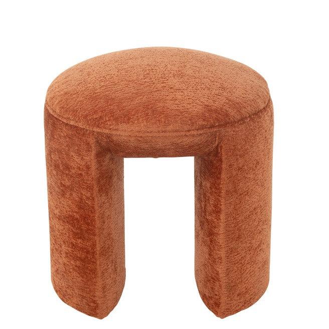 Kruk Rond Textiel Oranje Roest - Kruk - J-Line - livinglovely.nl