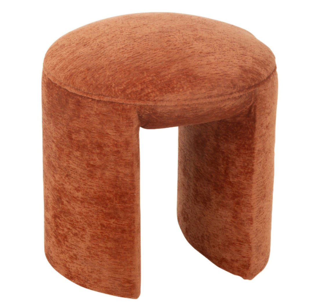 Kruk Rond Textiel Oranje Roest - Kruk - J-Line - livinglovely.nl