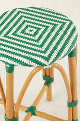 Kruk Rotan Donkergroen Large - Barkruk - J-Line - livinglovely.nl