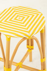 Kruk Rotan Geel/Wit Large - Barkruk - J-Line - livinglovely.nl