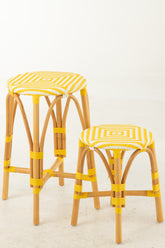 Kruk Rotan Geel/Wit Large - Barkruk - J-Line - livinglovely.nl