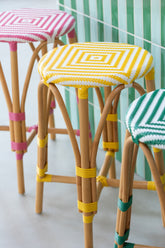 Kruk Rotan Geel/Wit Large - Barkruk - J-Line - livinglovely.nl