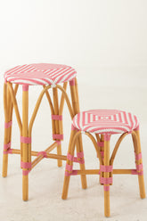 Kruk Rotan Roze Large - Barkruk - J-Line - livinglovely.nl