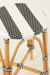 Kruk Rotan Zwart/Wit Large - Barkruk - J-Line - livinglovely.nl