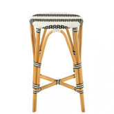 Kruk Rotan Zwart/Wit Large - Barkruk - J-Line - livinglovely.nl