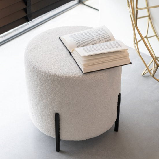 Kruk Schaap Stof/Schuim Wit - Kruk - J-Line - livinglovely.nl