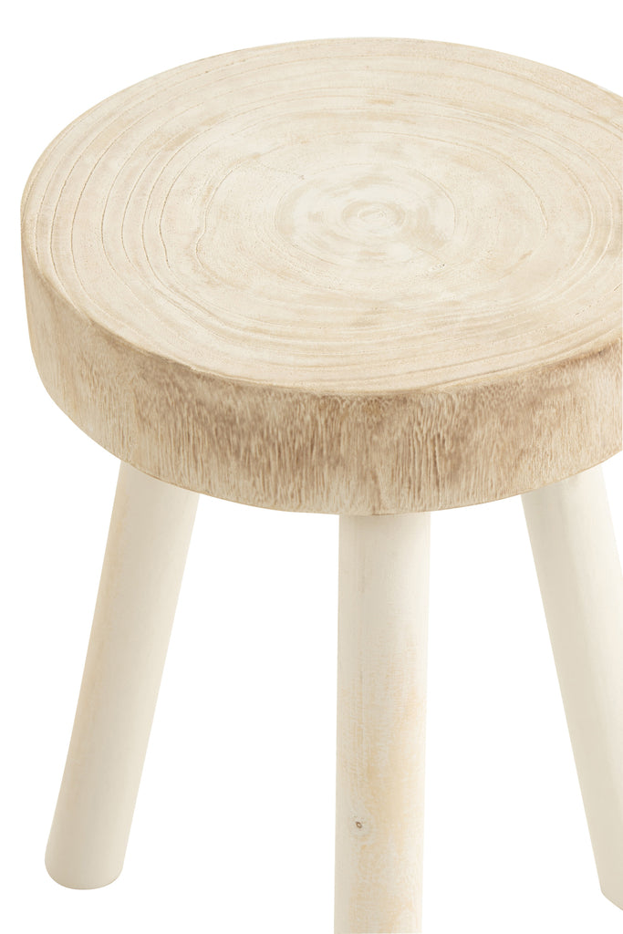 Krukjes Paulownia Hout Wit Set van 2 - Kruk - J-Line - livinglovely.nl