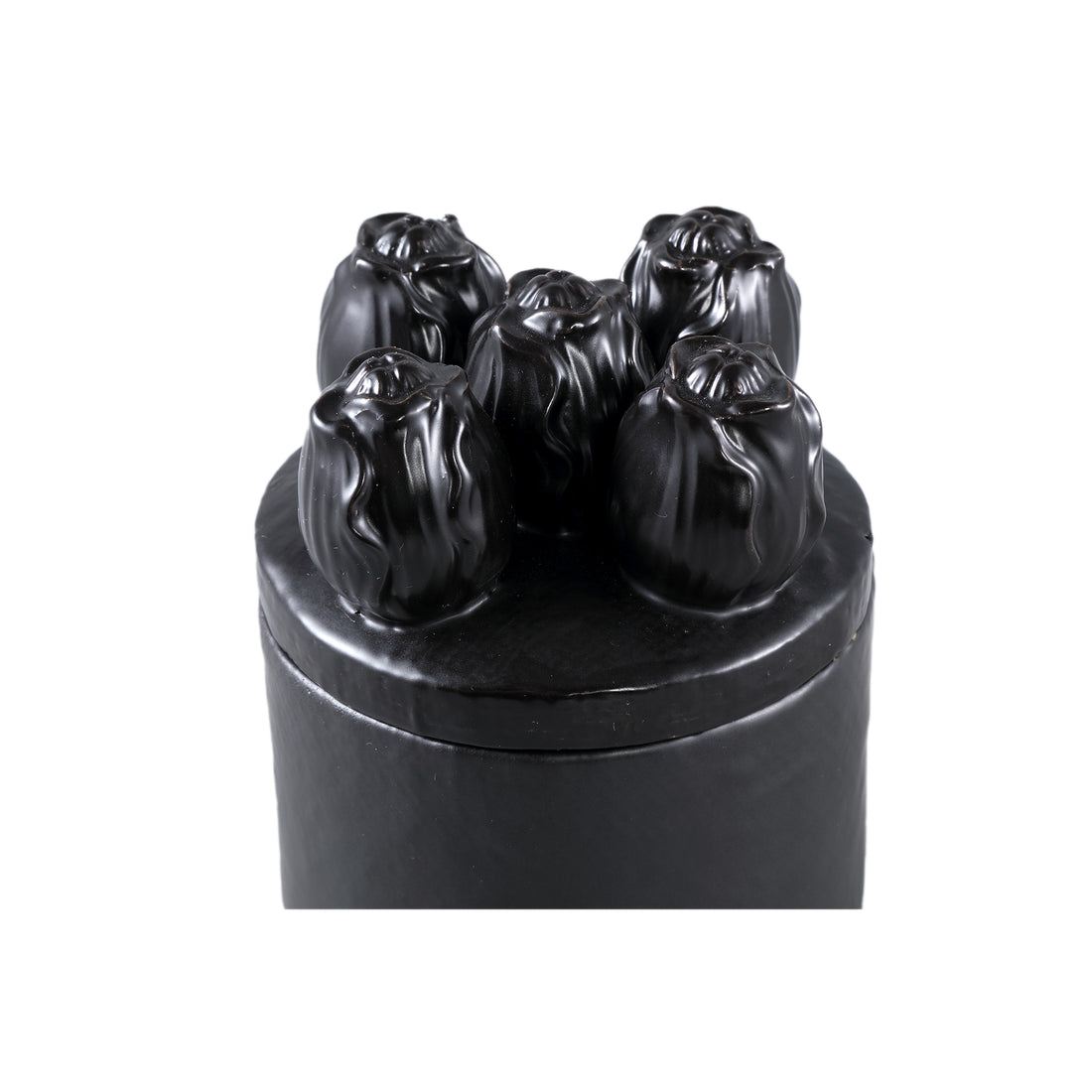Krystine Black Round Ceramic Pot With Tulips Top PTMD - Keukenaccessoire - PTMD - livinglovely.nl